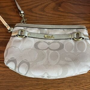 Coach Beige Signature Wristlet